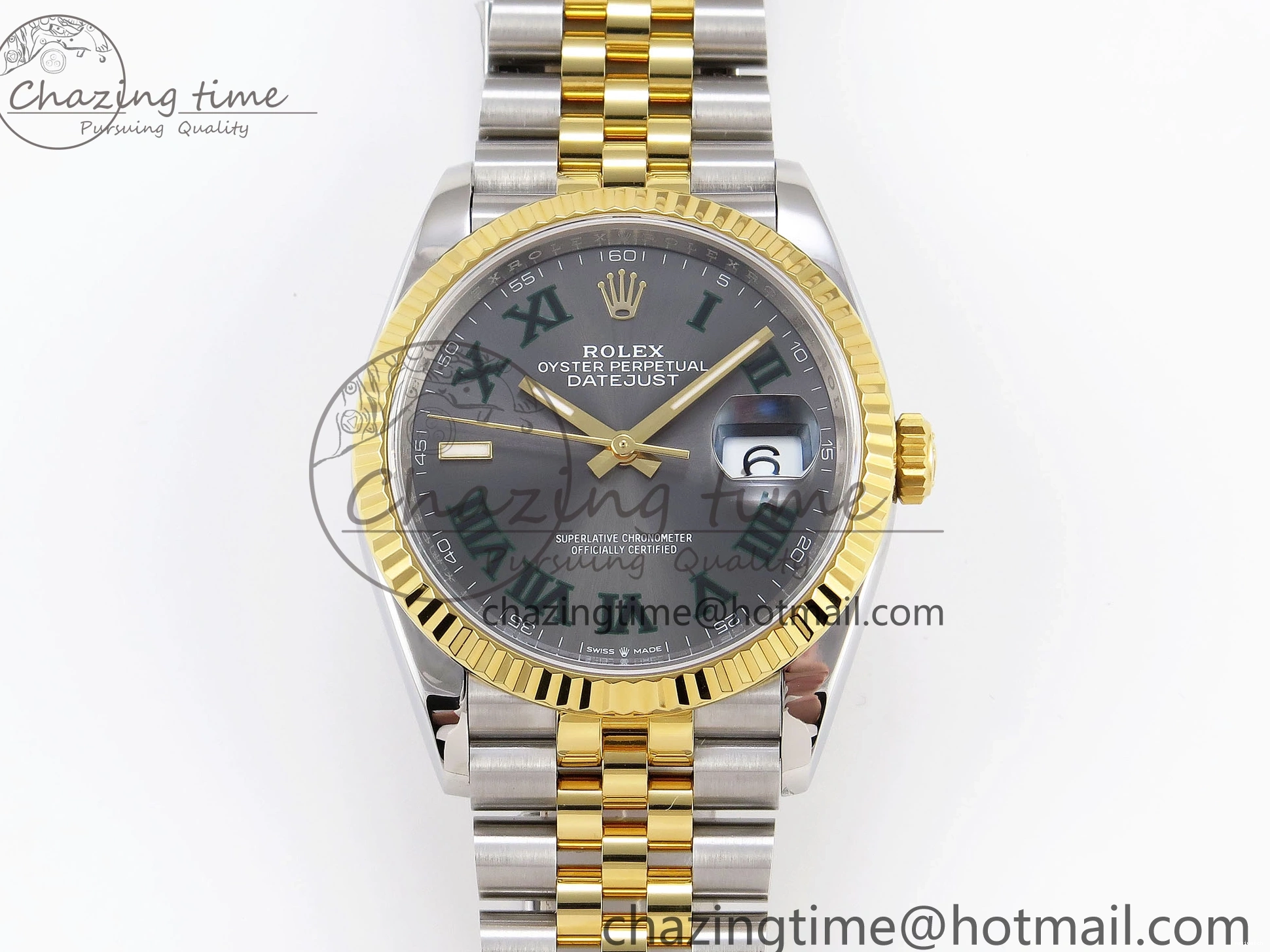 Bracelet Marker SS DateJust VSF VS3235 36 YG Roman 904L 126233 Edition 1:1 Steel Best Green Jubilee Gray on Dial 0211